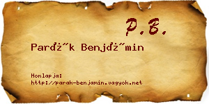 Parák Benjámin névjegykártya